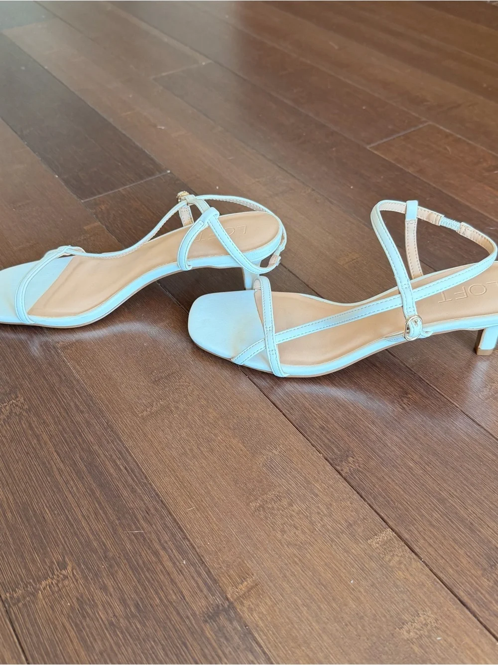 LOFT White Strappy T‑Bar Kitten Heel Sandals - Picture 3 of 6